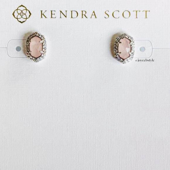 Kendra Scott Silver Cade Stud Earrings in Rose Quartz NWT - Picture 2 of 9